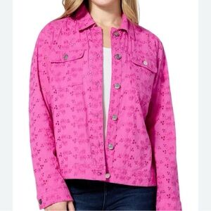 Colleen Lopez Vibrant Pink Floral Jacket Size Medium